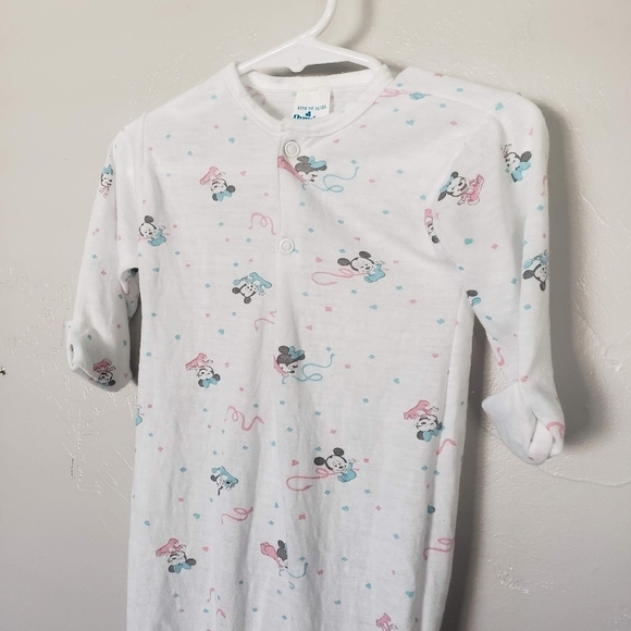 Dundee Vintage Baby One Size Sleep Sack Dress Nightgown White Minnie Mickey 90s - Picture 4 of 6